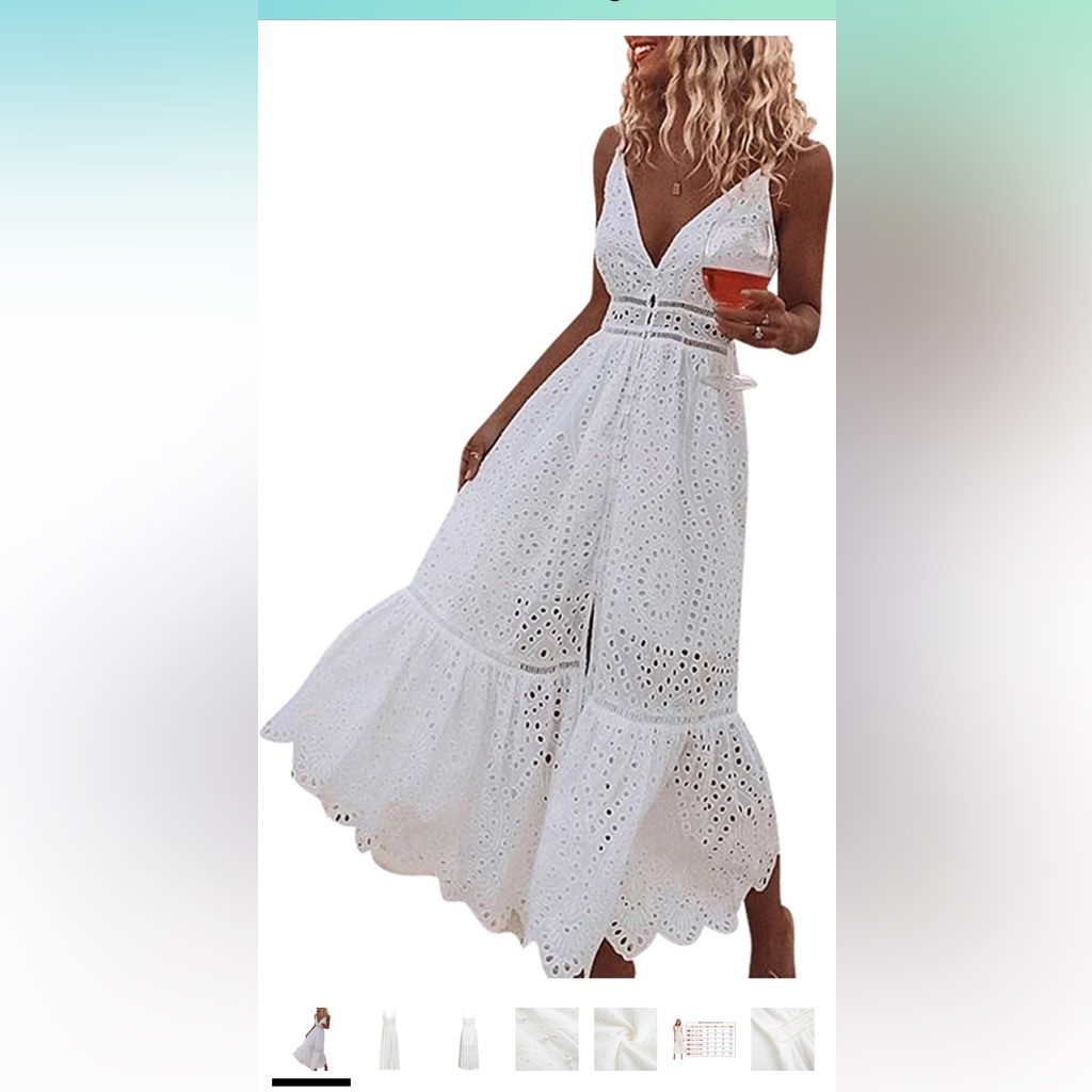 White Strappy Eyelet Dress Size 0-2